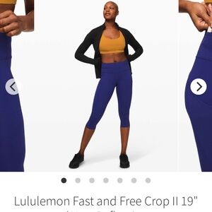 Lululemon Fast & Free Crop, 19”, size 8